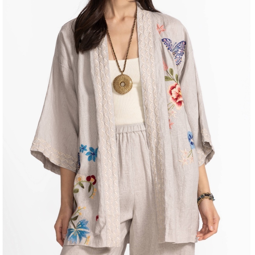 NWT Johnny Was NICOLETTE LINEN KIMONO Size US XL